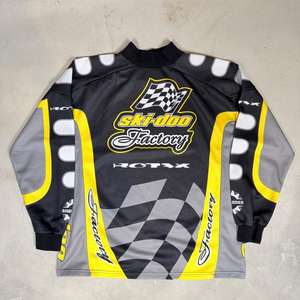 Vintage Ski-Doo Factory Rotax Sno Gear Racing Jersey Mens Medium‎ Black Yellow